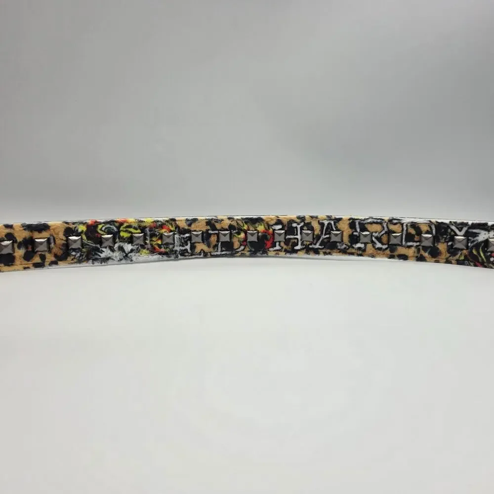 Ed Hardy Men's Size 34 Faux Fur Belt Leopard Print Plush Studded New